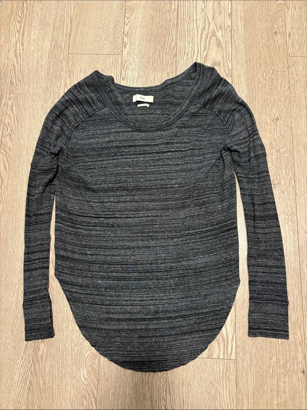 TNA Grey Striped Long Sleeve Knit Top